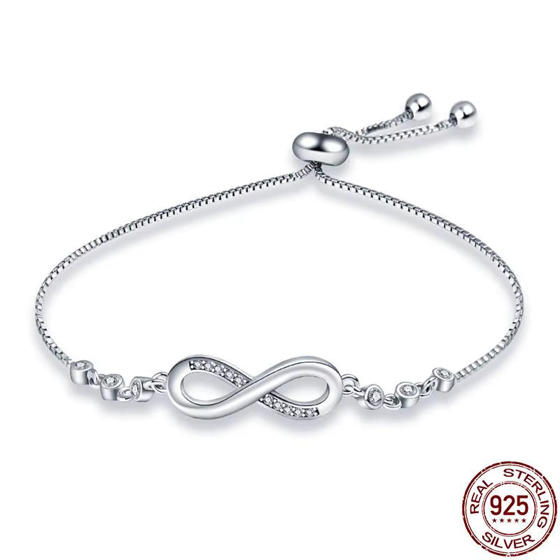 Bracelet Silver 925 Original Snake Chain 17-20 Evil Eye Heart Star Zircon for Charms Beads Pendant Birthday Jewelry Making Gifts