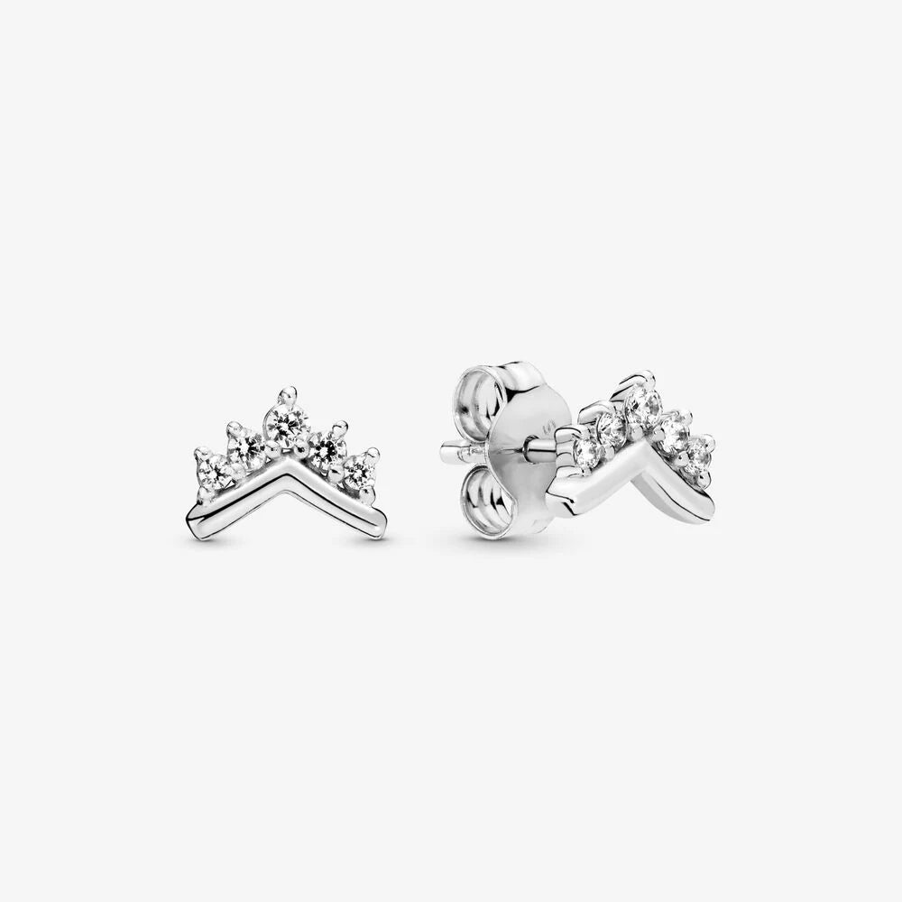 Original 925 Sterling Silver Earrings Plata De Ley Sparkling Love Heart Ear Studs Earrings for Women Jewelry Gifts