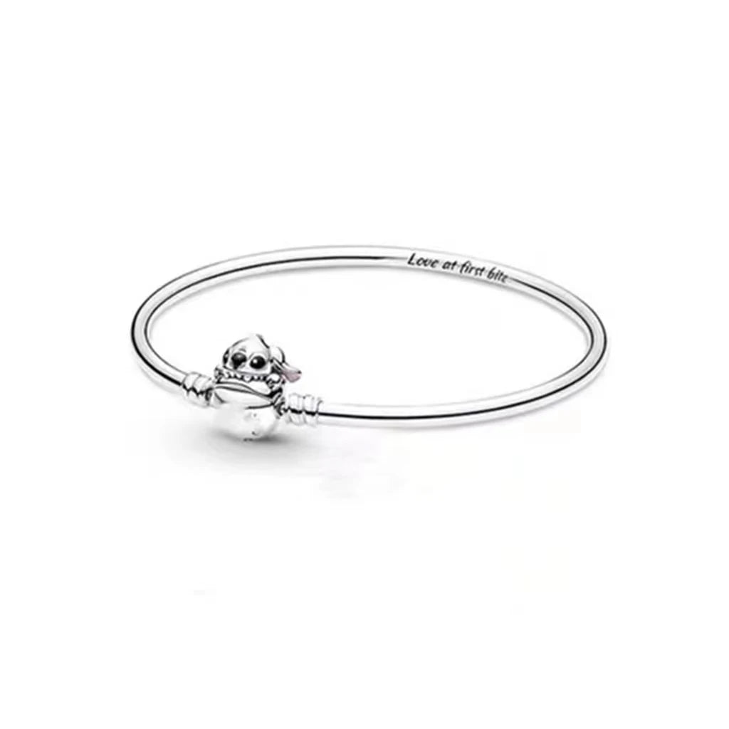 100% S925 Sterling Silver Crown Mickey Snake Bone Bracelet, Suitable for Pandora Bracelets, Ladies' Birthday Jewelry Gifts