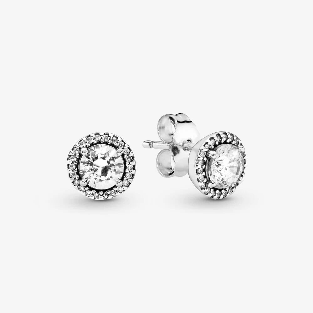 Original 925 Sterling Silver Earrings Plata De Ley Sparkling Love Heart Ear Studs Earrings for Women Jewelry Gifts