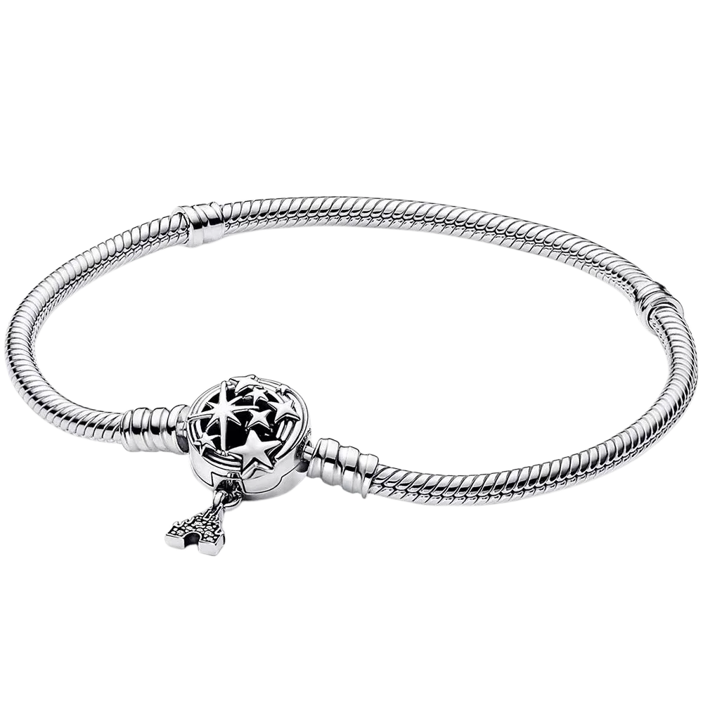 100% S925 Sterling Silver Crown Mickey Snake Bone Bracelet, Suitable for Pandora Bracelets, Ladies' Birthday Jewelry Gifts