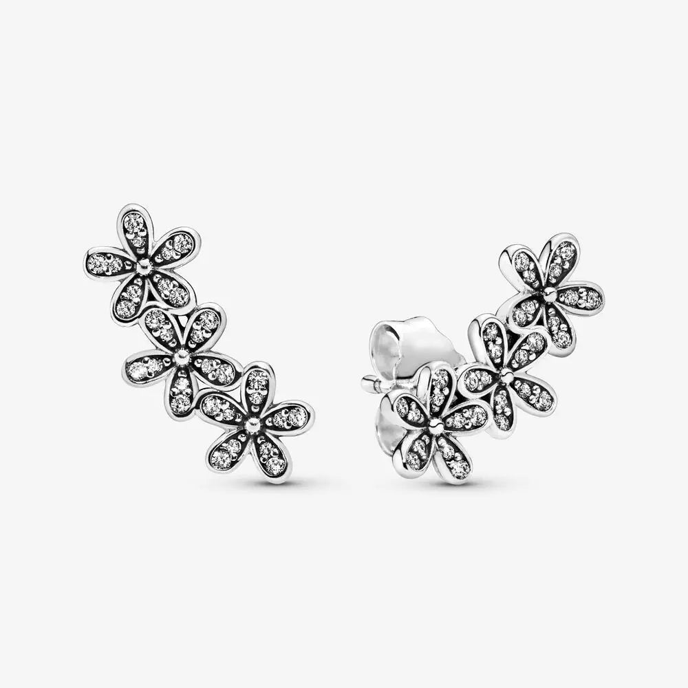 Original 925 Sterling Silver Earrings Plata De Ley Sparkling Love Heart Ear Studs Earrings for Women Jewelry Gifts