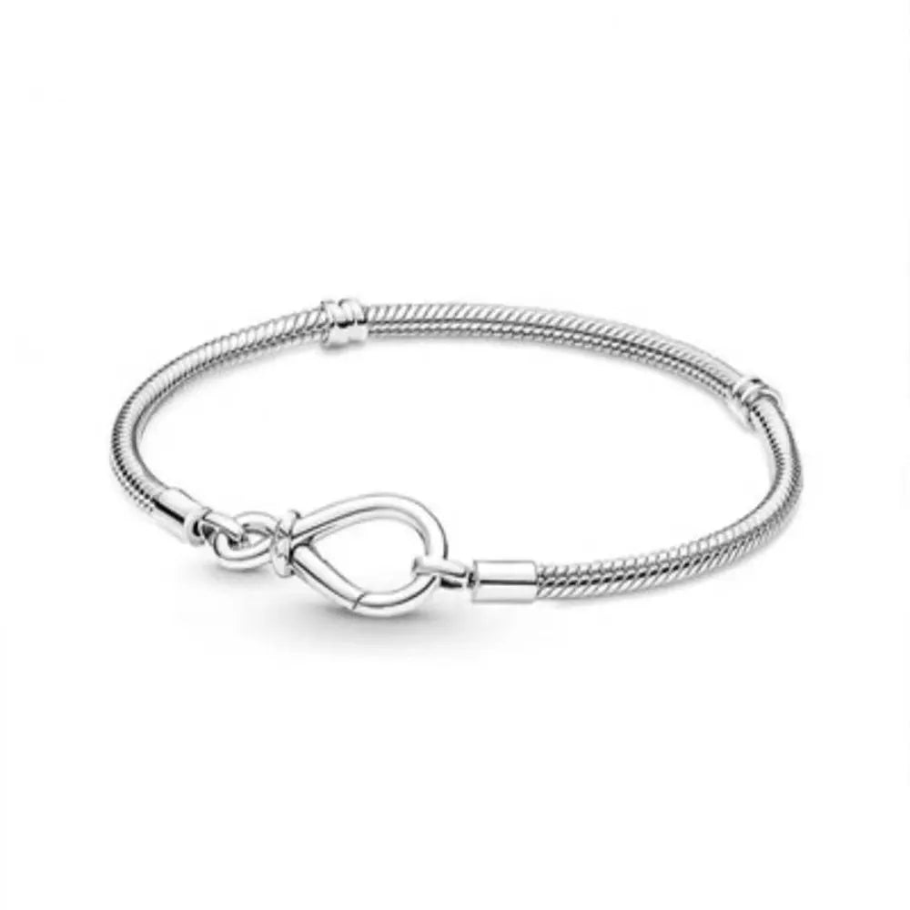 100% S925 Sterling Silver Crown Mickey Snake Bone Bracelet, Suitable for Pandora Bracelets, Ladies' Birthday Jewelry Gifts