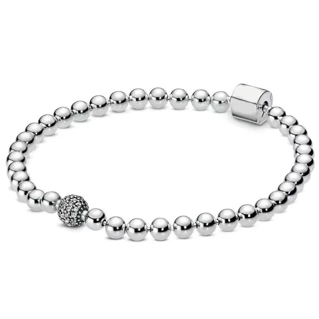 100% S925 Sterling Silver Crown Mickey Snake Bone Bracelet, Suitable for Pandora Bracelets, Ladies' Birthday Jewelry Gifts