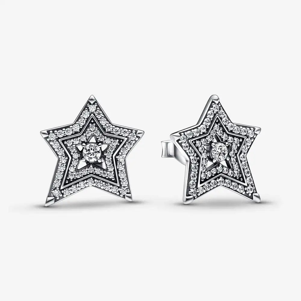 Original 925 Sterling Silver Earrings Plata De Ley Sparkling Love Heart Ear Studs Earrings for Women Jewelry Gifts