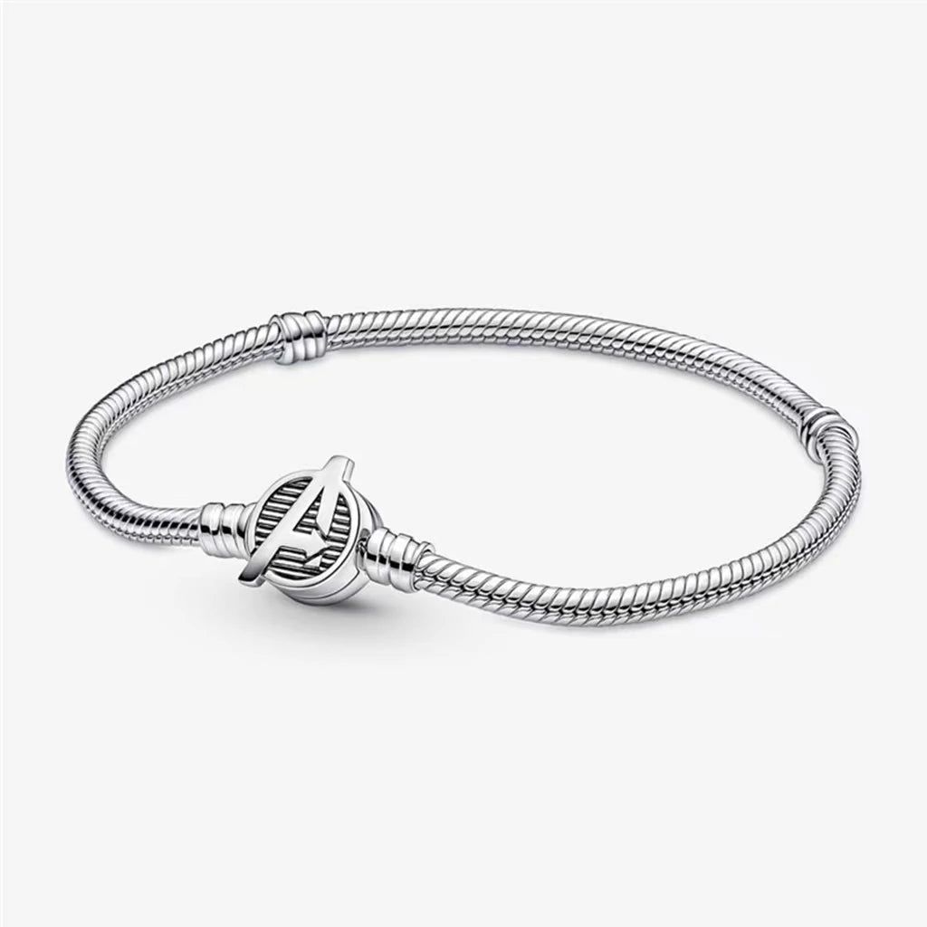 100% S925 Sterling Silver Crown Mickey Snake Bone Bracelet, Suitable for Pandora Bracelets, Ladies' Birthday Jewelry Gifts