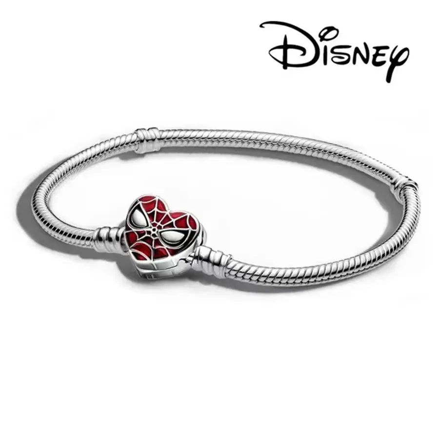 100% S925 Sterling Silver Crown Mickey Snake Bone Bracelet, Suitable for Pandora Bracelets, Ladies' Birthday Jewelry Gifts