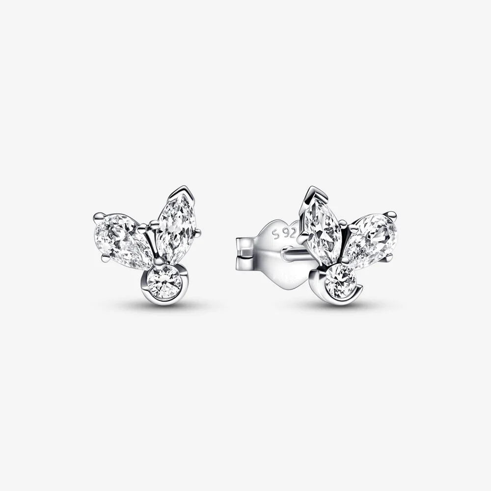 Original 925 Sterling Silver Earrings Plata De Ley Sparkling Love Heart Ear Studs Earrings for Women Jewelry Gifts