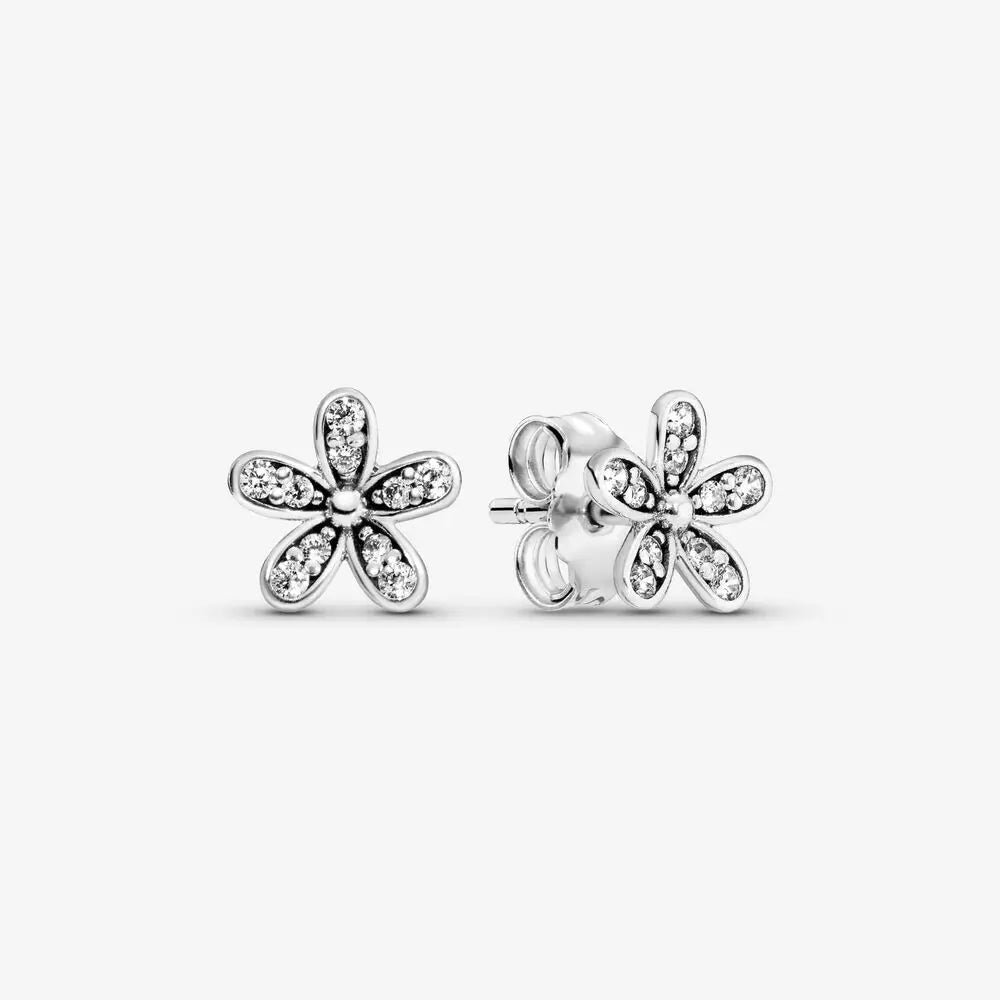 Original 925 Sterling Silver Earrings Plata De Ley Sparkling Love Heart Ear Studs Earrings for Women Jewelry Gifts