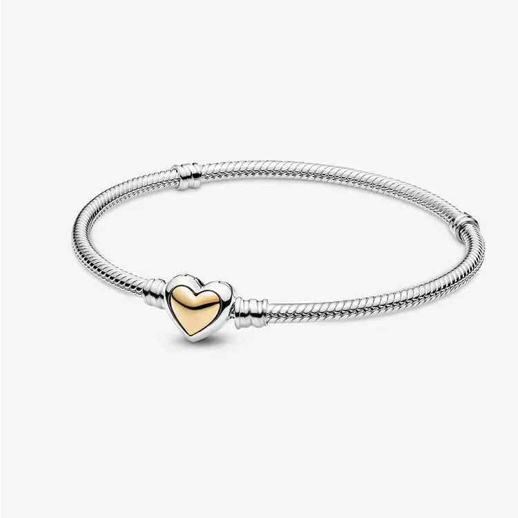 100% S925 Sterling Silver Crown Mickey Snake Bone Bracelet, Suitable for Pandora Bracelets, Ladies' Birthday Jewelry Gifts