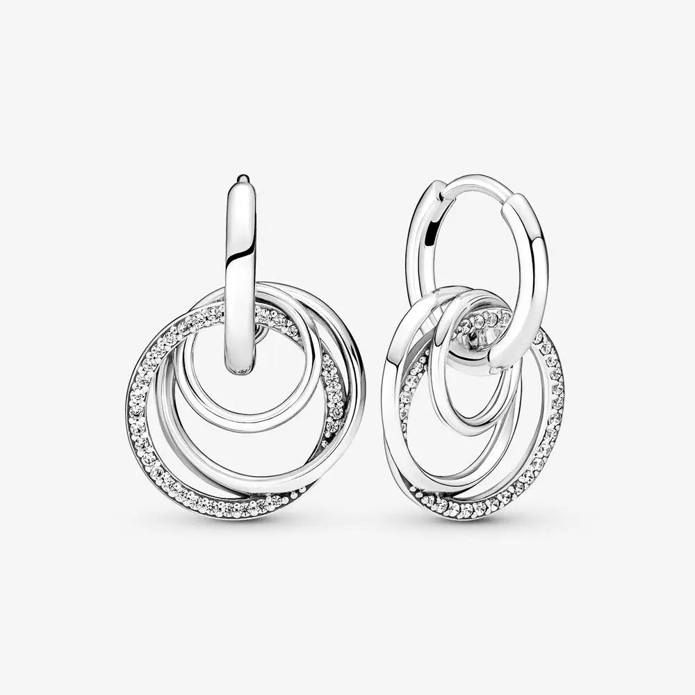 Original 925 Sterling Silver Earrings Plata De Ley Sparkling Love Heart Ear Studs Earrings for Women Jewelry Gifts