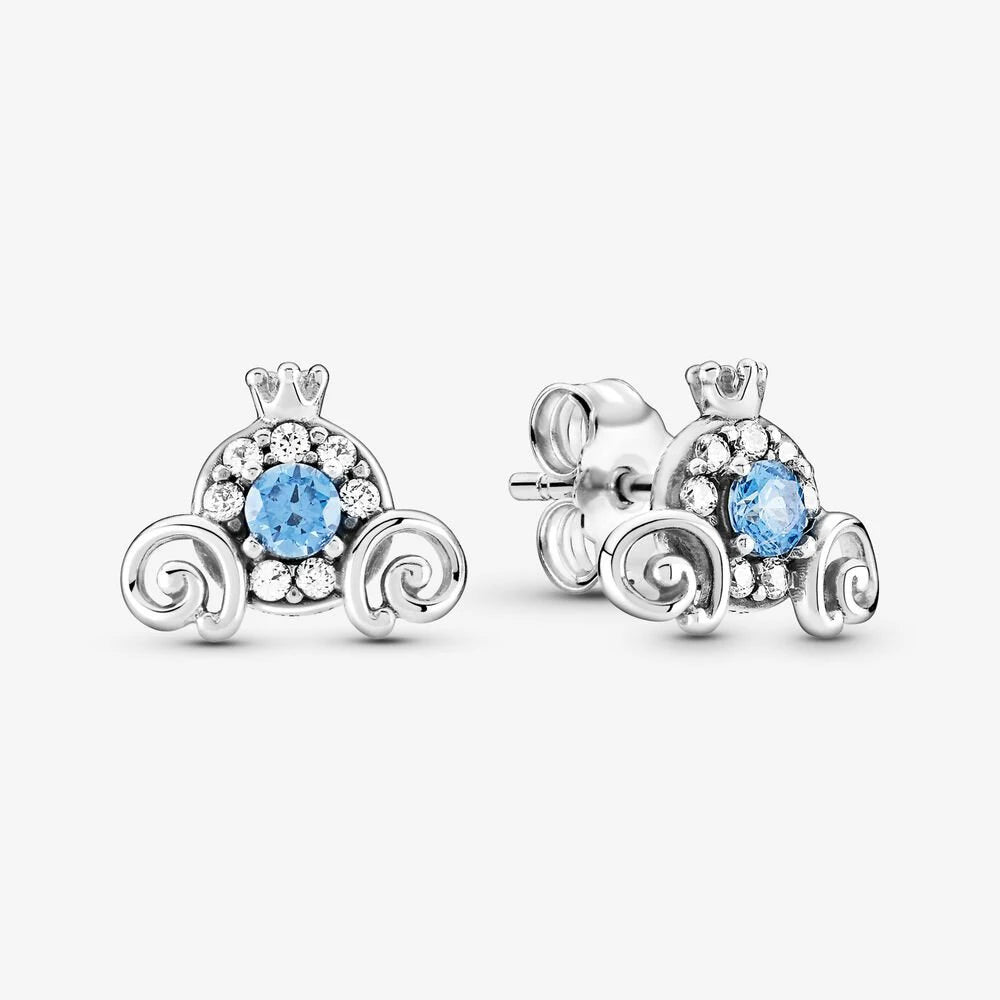 Original 925 Sterling Silver Earrings Plata De Ley Sparkling Love Heart Ear Studs Earrings for Women Jewelry Gifts