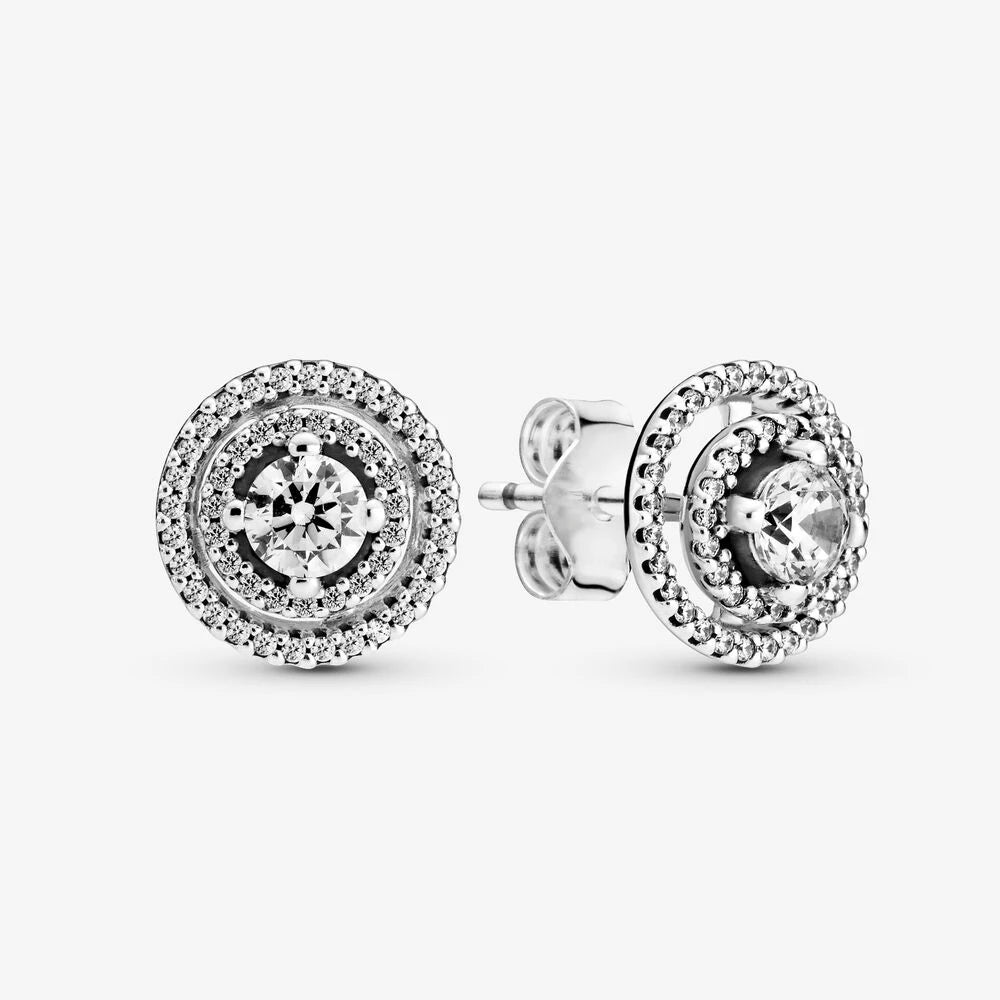 Original 925 Sterling Silver Earrings Plata De Ley Sparkling Love Heart Ear Studs Earrings for Women Jewelry Gifts