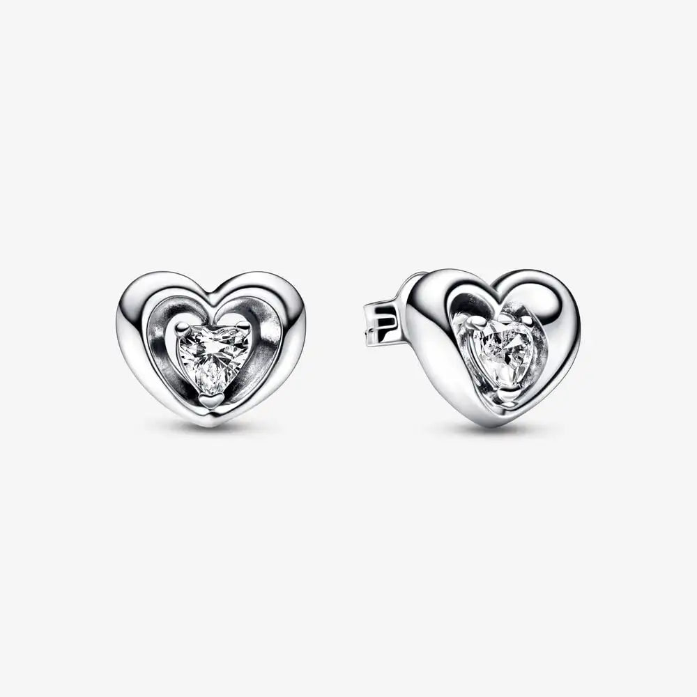 Original 925 Sterling Silver Earrings Plata De Ley Sparkling Love Heart Ear Studs Earrings for Women Jewelry Gifts