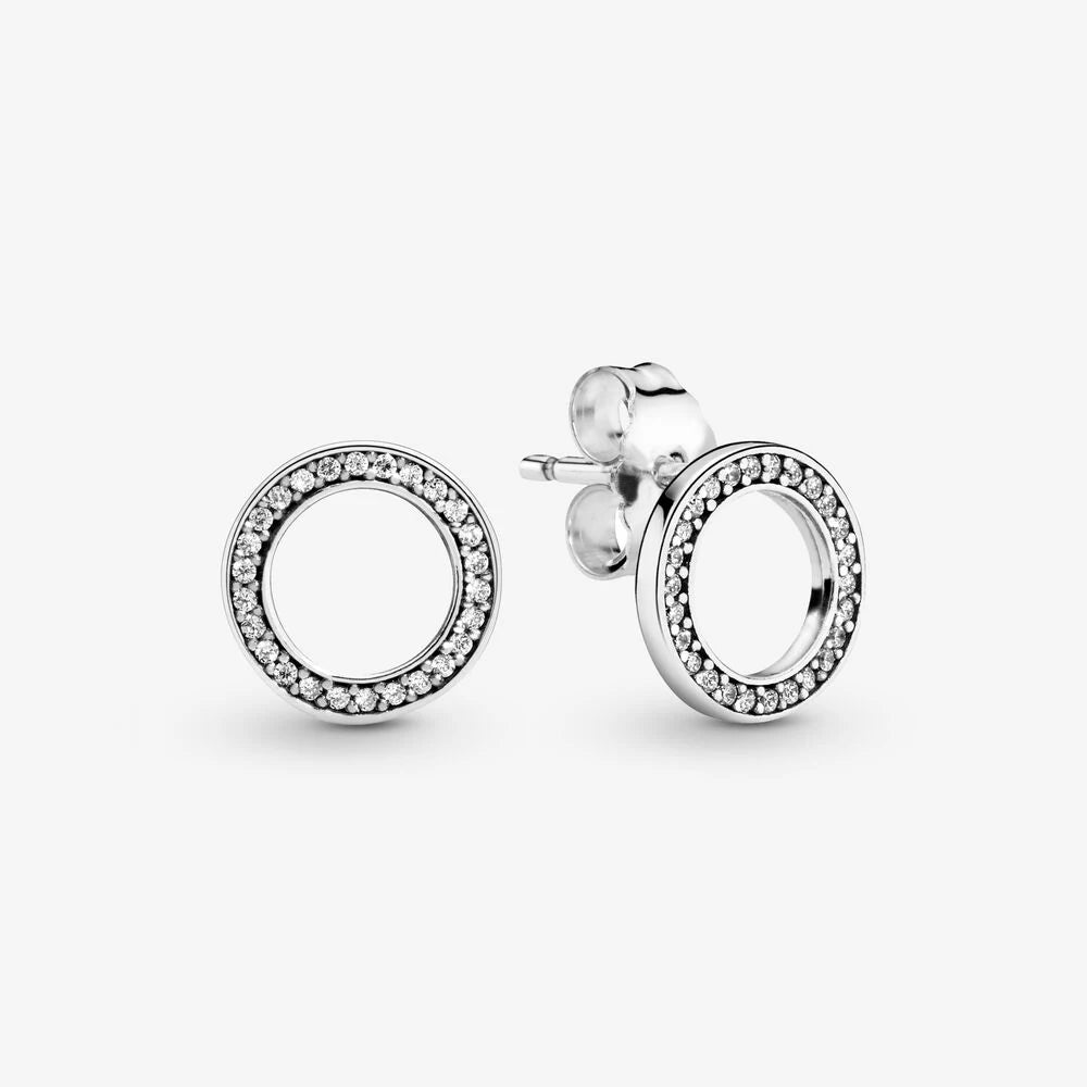 Original 925 Sterling Silver Earrings Plata De Ley Sparkling Love Heart Ear Studs Earrings for Women Jewelry Gifts