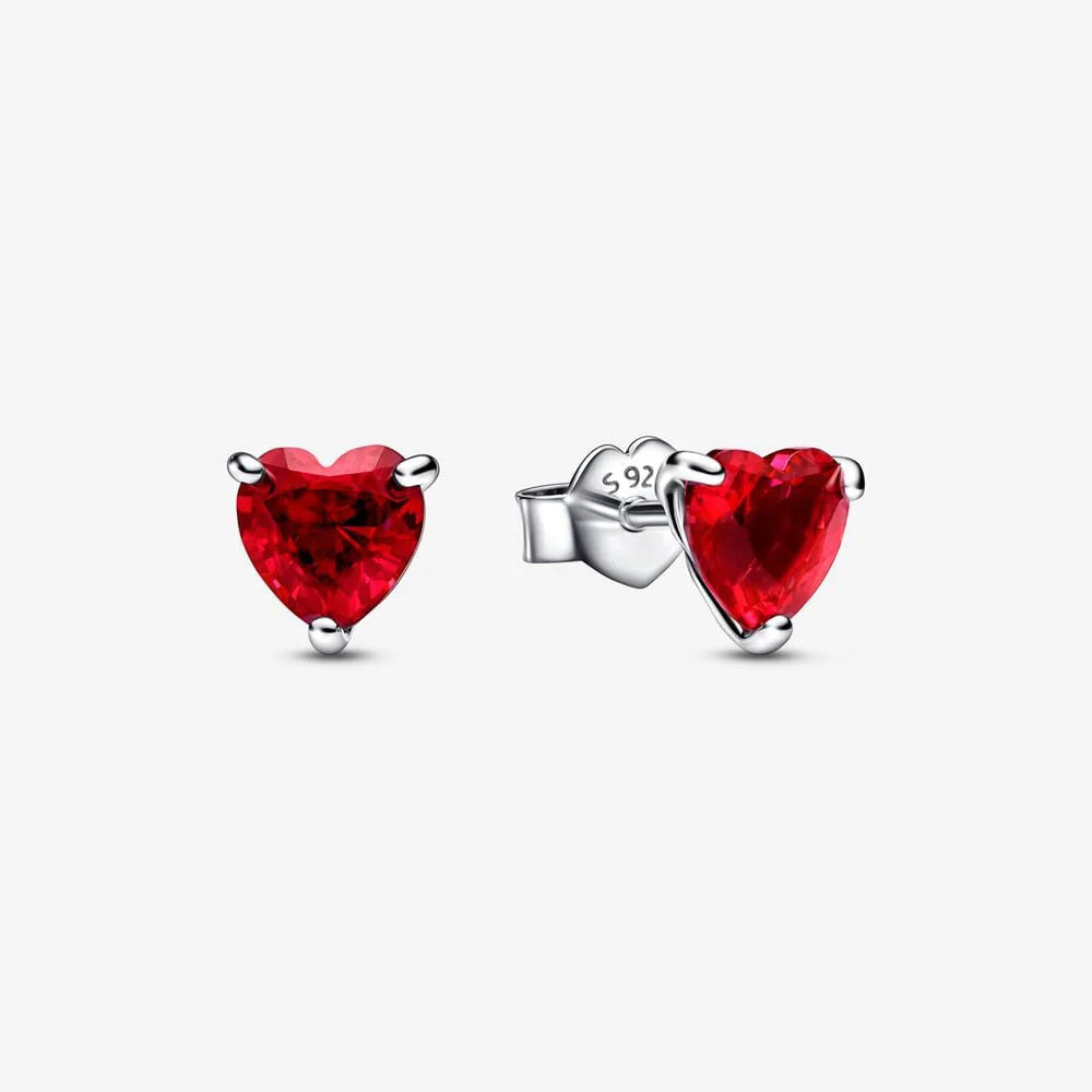 Original 925 Sterling Silver Earrings Plata De Ley Sparkling Love Heart Ear Studs Earrings for Women Jewelry Gifts