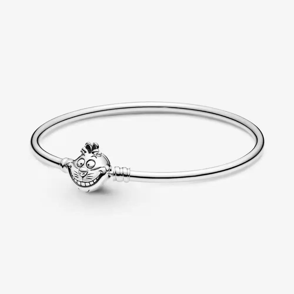 100% S925 Sterling Silver Crown Mickey Snake Bone Bracelet, Suitable for Pandora Bracelets, Ladies' Birthday Jewelry Gifts