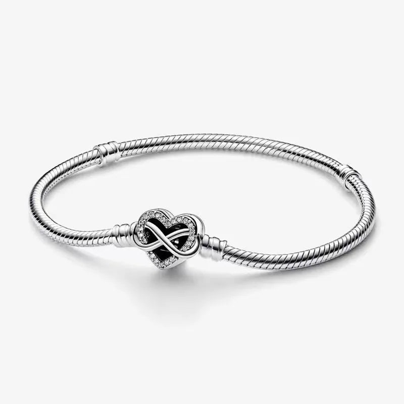 100% S925 Sterling Silver Crown Mickey Snake Bone Bracelet, Suitable for Pandora Bracelets, Ladies' Birthday Jewelry Gifts