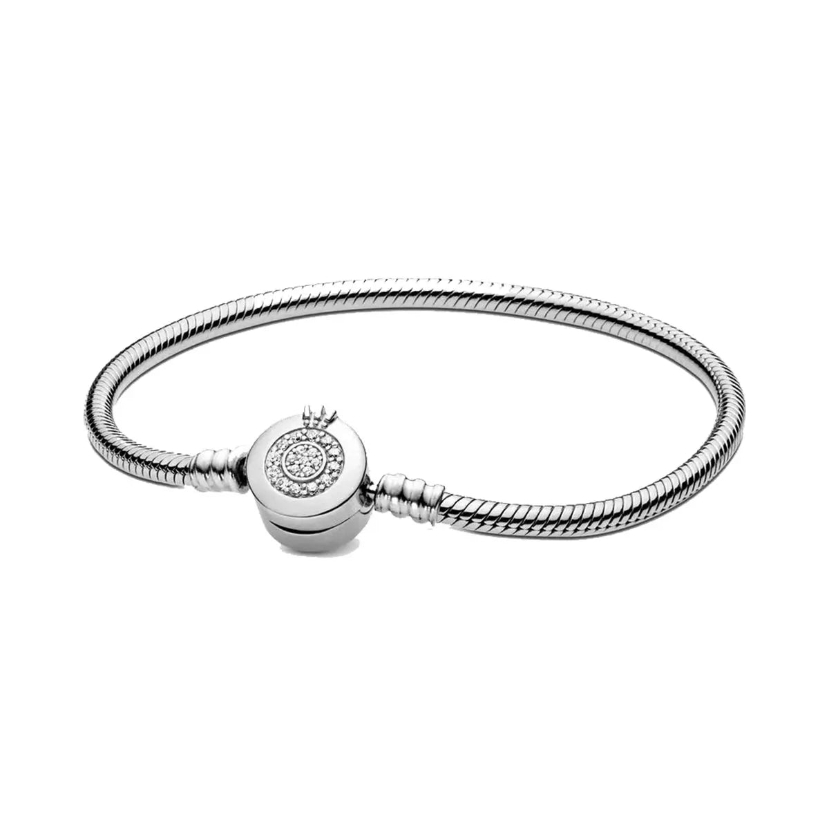 100% S925 Sterling Silver Crown Mickey Snake Bone Bracelet, Suitable for Pandora Bracelets, Ladies' Birthday Jewelry Gifts