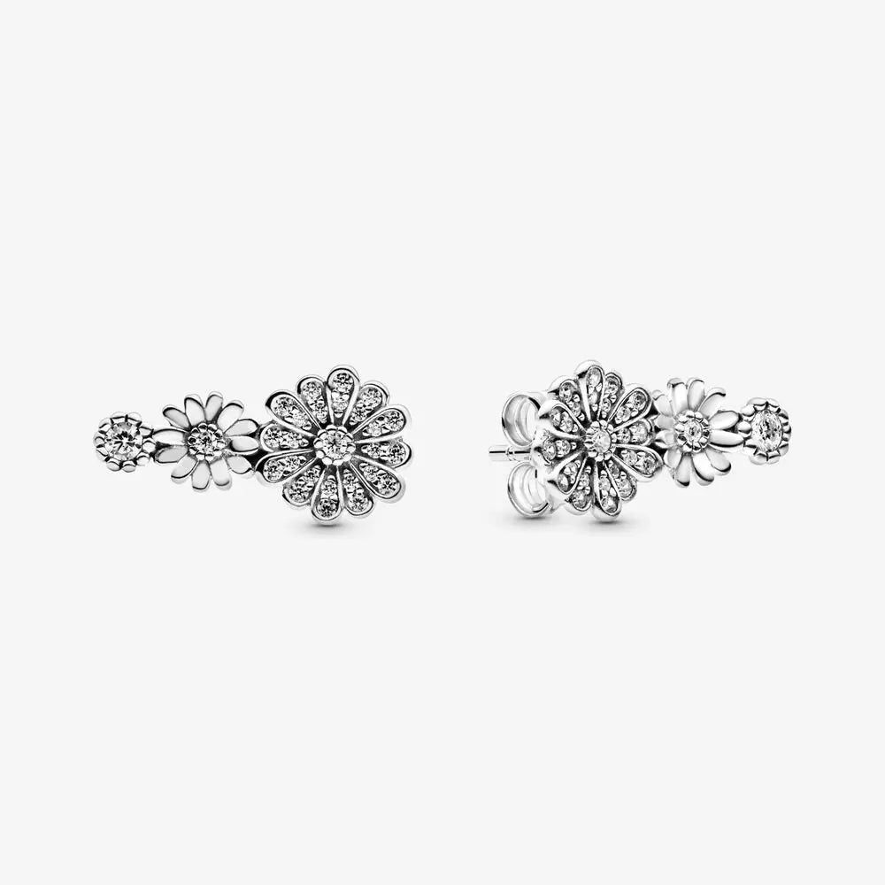 Original 925 Sterling Silver Earrings Plata De Ley Sparkling Love Heart Ear Studs Earrings for Women Jewelry Gifts