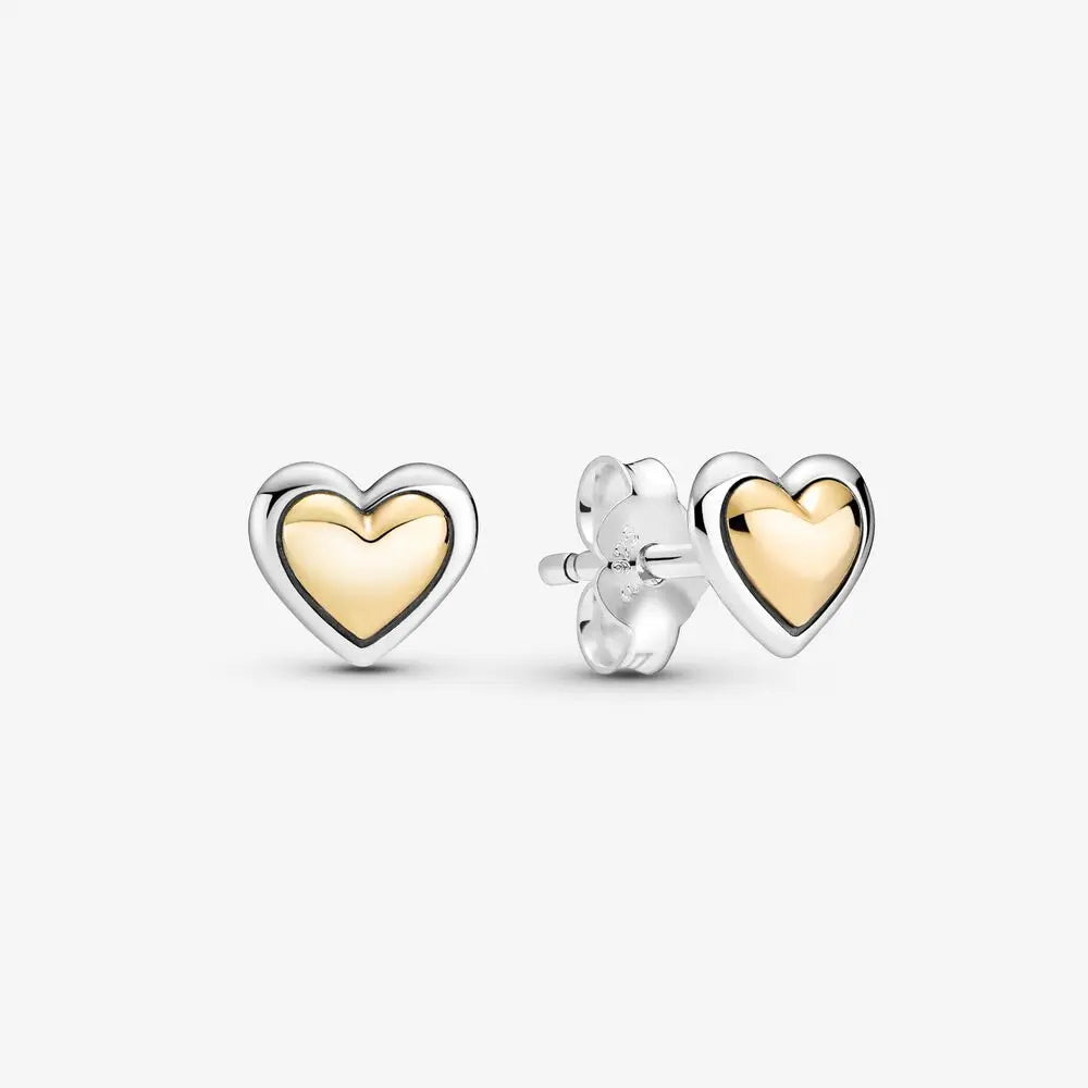 Original 925 Sterling Silver Earrings Plata De Ley Sparkling Love Heart Ear Studs Earrings for Women Jewelry Gifts