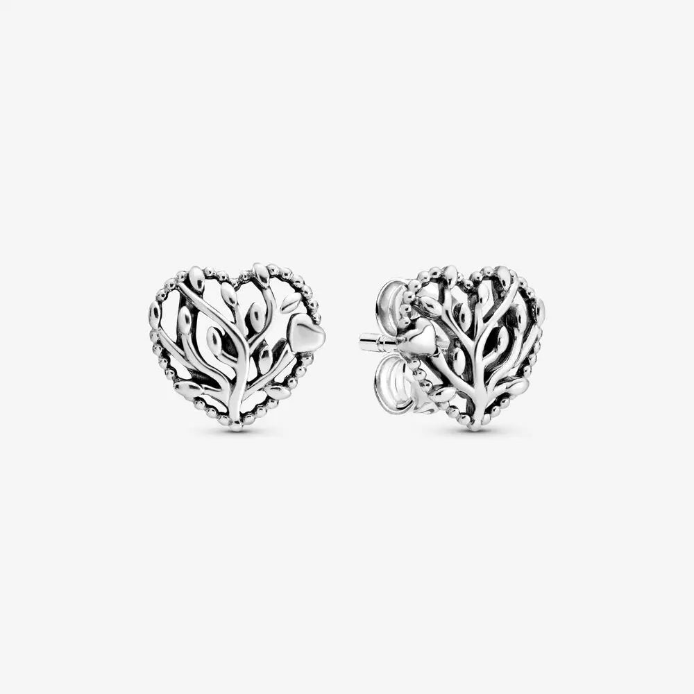 Original 925 Sterling Silver Earrings Plata De Ley Sparkling Love Heart Ear Studs Earrings for Women Jewelry Gifts