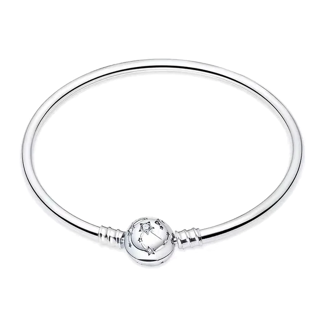 100% S925 Sterling Silver Crown Mickey Snake Bone Bracelet, Suitable for Pandora Bracelets, Ladies' Birthday Jewelry Gifts