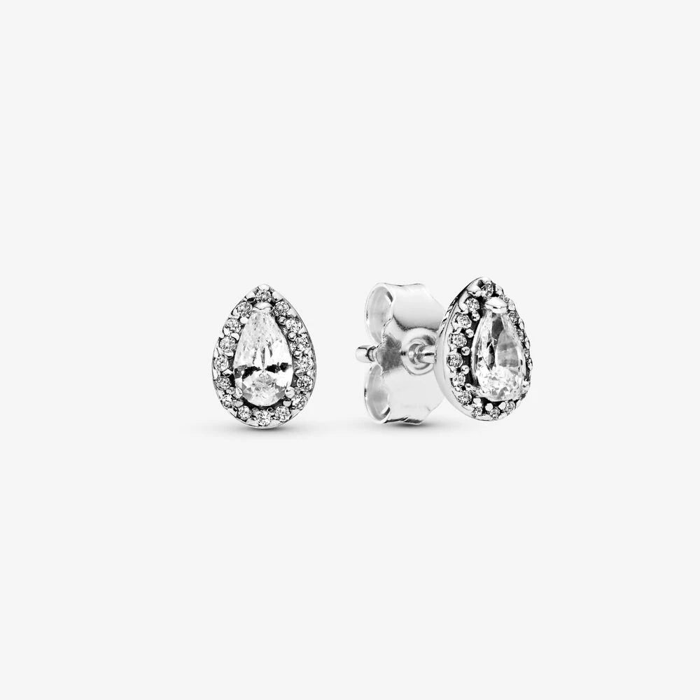 Original 925 Sterling Silver Earrings Plata De Ley Sparkling Love Heart Ear Studs Earrings for Women Jewelry Gifts