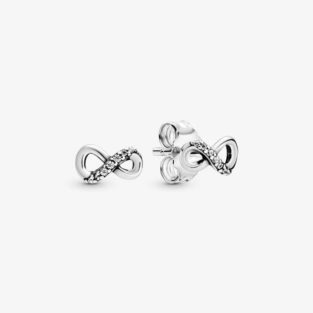 Original 925 Sterling Silver Earrings Plata De Ley Sparkling Love Heart Ear Studs Earrings for Women Jewelry Gifts