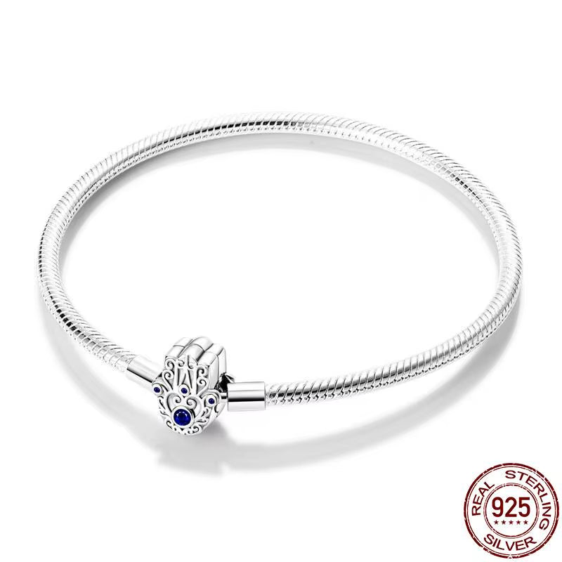 Bracelet Silver 925 Original Snake Chain 17-20 Evil Eye Heart Star Zircon for Charms Beads Pendant Birthday Jewelry Making Gifts